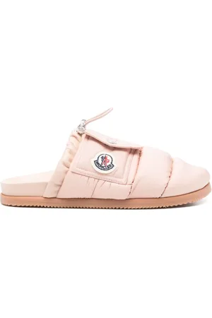 Moncler Buty, Kobieta, Różowy, 35 EU, Klapki z naszywką z logo