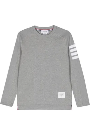 Thom Browne Koszulki, Mężczyzna, Szary, XL, Bawełna, Milano Cotton Long Sleeve Tee