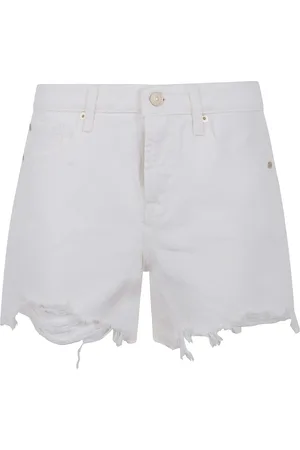 7 for all Mankind Szorty, Kobieta, Biały, W25, Bawełna, Milkyway Distress Hem Long Shorts