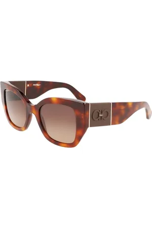 Salvatore Ferragamo Akcesoria, Kobieta, brązowy, ONE SIZE, Brązowe okulary przeciwsłoneczne z octanu