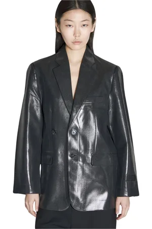 Maison Margiela Kurtki, Kobieta, Czarny, S, Wełna, Lakierowana Marynarka Garniturowa