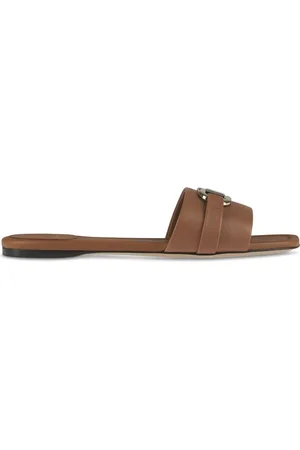 Salvatore Ferragamo Buty, Kobieta, brązowy, 36 1/2 EU, Skóra, Klapki Ornament Double Gancio