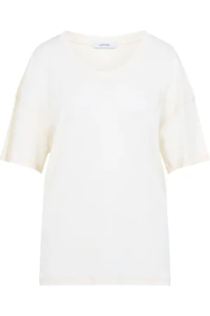 LEMAIRE Koszulki, Kobieta, Biały, M, Bawełna, Prążkowany T-shirt z bawełny