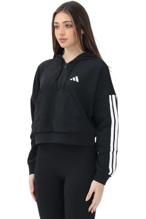 adidas Bluzy, Kobieta, Czarny, S, Bawełna, Bluza z Zamkiem 1/2 Essentials z 3 Paskami