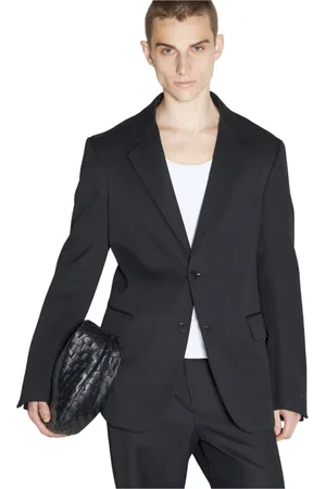 Lanvin Kurtki, Mężczyzna, Czarny, M, Wełna, Jednorzędowa marynarka