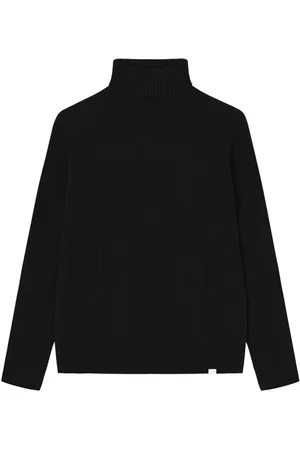 Les Deux Swetry, Mężczyzna, Czarny, L, Wełna, Sweter Eddie Wool Rib Roll Neck