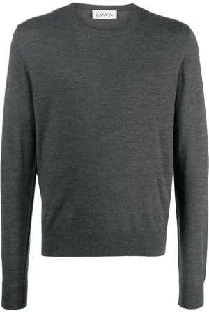 Lanvin Swetry, Mężczyzna, Szary, M, Wełna, Sweter z okrągłym dekoltem z wełny Merino