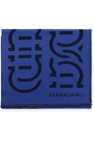Salvatore Ferragamo Akcesoria, Mężczyzna, Niebieski, ONE SIZE, Wełna, Luksusowe Szale Oblong Stole