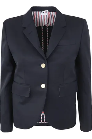Thom Browne Kurtki, Kobieta, Niebieski, S, Wełna, Sportowa marynarka z wysokim wycięciem pach z wełny gabardynowej