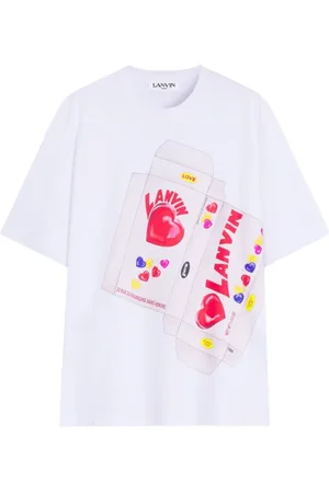 Lanvin Koszulki, Mężczyzna, Biały, L, T-shirt z nadrukiem cukierków