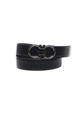 Salvatore Ferragamo Akcesoria, Mężczyzna, Czarny, 100 CM, Skóra, Pasek ze skóry cielęcej z kultową klamrą Gancini