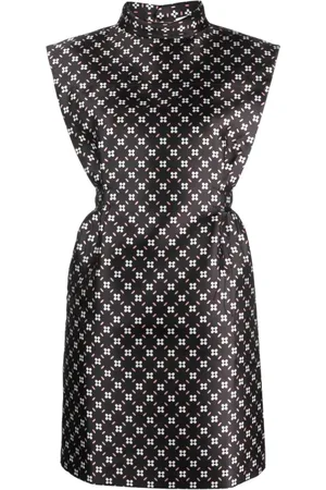 Lanvin Sukienki, Kobieta, Czarny, S, Kwiatowa Sukienka Mini z Satyny