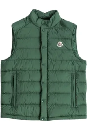 Moncler Kurtki, Mężczyzna, Zielony, L, Szmaragdowozielona Bezrękawnik Puchowy