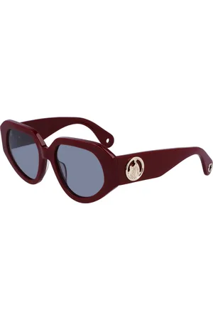 Lanvin Akcesoria, Kobieta, Czerwony, ONE SIZE, Prostokątne okulary przeciwsłoneczne z octanu