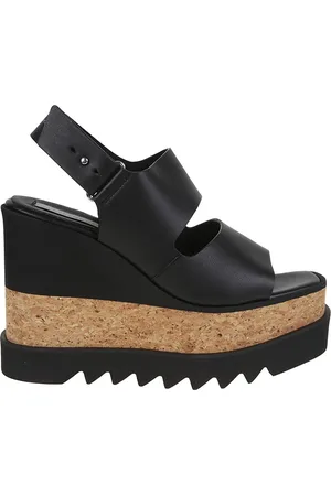 Stella McCartney Buty, Kobieta, Czarny, 40 EU, Poliester, Sandały na Koturnie z Podwójnym Paskiem