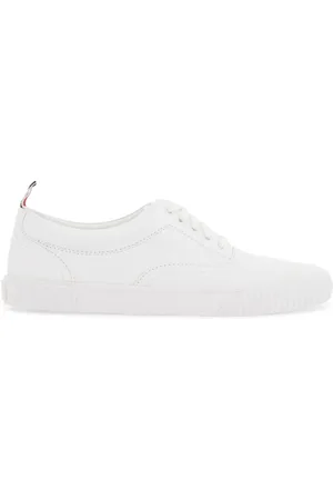 Thom Browne Buty, Mężczyzna, Biały, 42 EU, Skóra, Skórzane sneakersy Heritage z trójkolorowym językiem