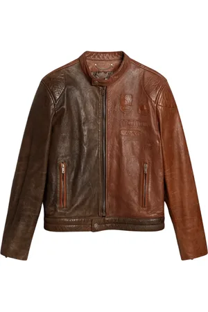 Golden Goose Kurtki, Mężczyzna, brązowy, L, Skóra, Skórzana kurtka motocyklowa