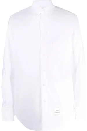 Thom Browne Koszule, Mężczyzna, Biały, L, Bawełna, Bawełniana koszula z naszywką z logo