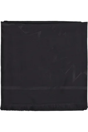 Lanvin Akcesoria, Kobieta, Czarny, ONE SIZE, Wełna, Wełniano-jedwabny szal z nadrukiem logo