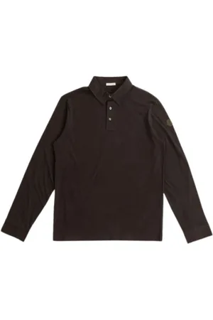 Moncler Koszulki, Mężczyzna, brązowy, M, Bawełna, Brązowa koszulka polo z długim rękawem i guzikami