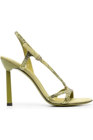 Salvatore Ferragamo Buty, Kobieta, Zielony, 36 1/2 EU, Skóra, Zielone sandały Gancini z dżetami