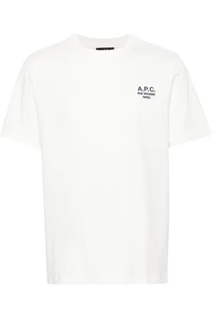 A.P.C. Koszulki, Mężczyzna, Biały, M, Bawełna, Bawełniana koszulka z haftowanym logo