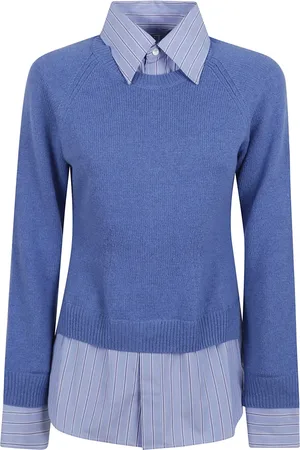 Stella McCartney Swetry, Kobieta, Niebieski, S, Kaszmir, Niebieski sweter w paski – szykowne warstwy