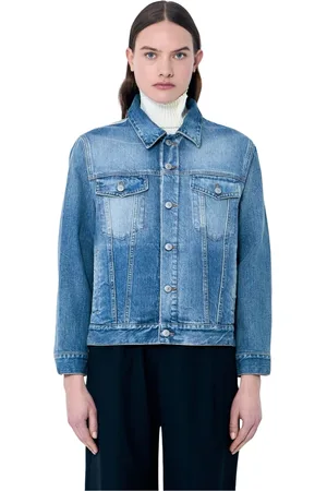 Maison Margiela Kurtki, Kobieta, Niebieski, S, Bawełna, Kurtka jeansowa z efektem znoszenia