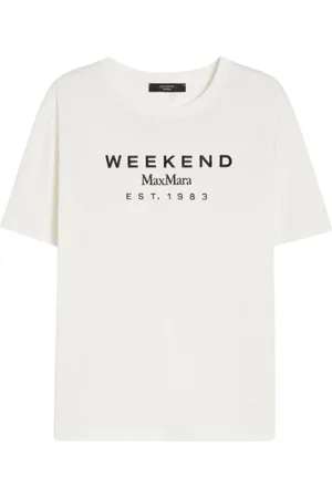 Max Mara Koszulki, Kobieta, Biały, S, Klasyczny Bawełniany T-shirt z Logo