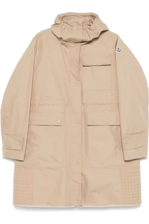 Moncler Płaszcze, Kobieta, Beżowy, L, Bawełna, Stylowa Parka Meudon