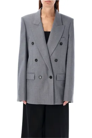 Stella McCartney Kurtki, Kobieta, Szary, S, Bawełna, Dwurzędowa marynarka Light Grey Melange