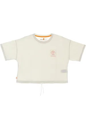 Timberland Koszulki, Kobieta, Beżowy, M, Bawełna, Krótki T-shirt Cropped