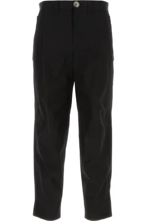 Lanvin Spodnie, Mężczyzna, Czarny, L, Bawełna, Spodnie Cropped o Prostych Nogawkach
