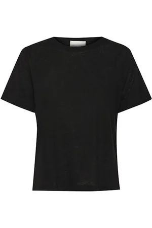 My Essential Wardrobe Koszulki, Kobieta, Czarny, M, Czarna Tee Top Lisamw T-Shirt