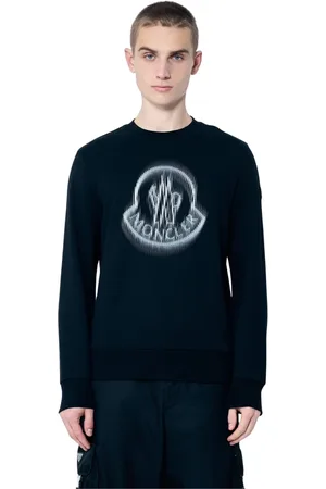 Moncler Bluzy, Mężczyzna, Czarny, M, Bawełna, Bluza z nadrukiem logo