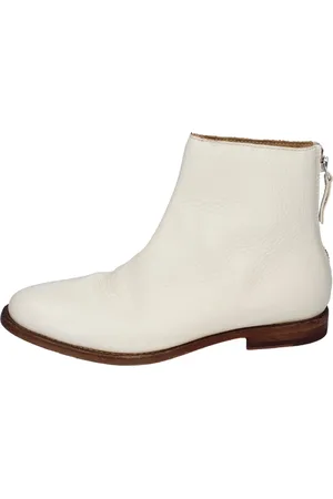 Moma Buty, Kobieta, Biały, 37 EU, Skóra, Skórzane botki w stylu vintage