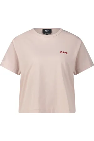 A.P.C. Koszulki, Kobieta, Różowy, M, Bawełna, Pastelowy T-Shirt Boxy Fit z Logo