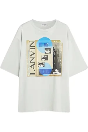 Lanvin Koszulki, Kobieta, Zielony, S, Bawełna, Koszulka Oversize z Nadrukiem Archiwalnym