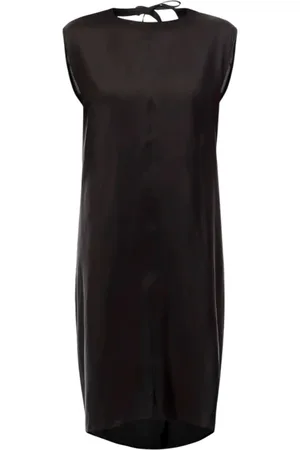 Maison Margiela Sukienki, Kobieta, Czarny, S, Elegancka sukienka midi z dekoltem V na plecach