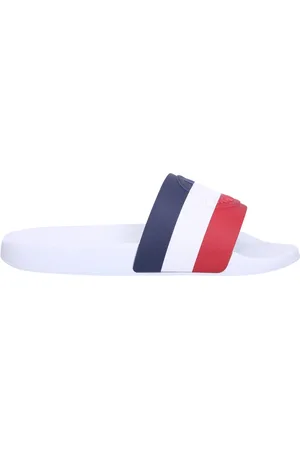 Moncler Buty, Kobieta, Biały, 36 EU, Białe klapki z paskami i logo