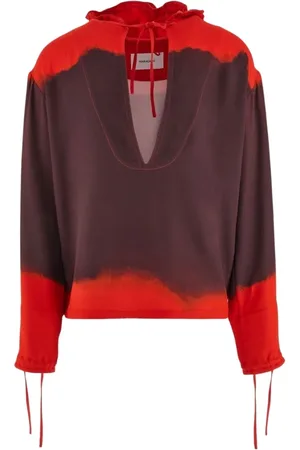 Salvatore Ferragamo Bluzy, Mężczyzna, Czerwony, M, Kaftan z kapturem z efektem czerwonego gradientu