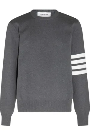 Thom Browne Swetry, Mężczyzna, Szary, XL, Bawełna, Pasiasty sweter bawełniany