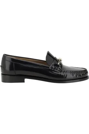 Salvatore Ferragamo Buty, Kobieta, Czarny, 38 1/2 EU, Skóra, Skórzane mokasyny z metalową klamrą i obcasem typu słupek