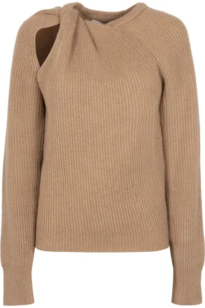 Stella McCartney Swetry, Kobieta, Beżowy, M, Kaszmir, Sweter z kaszmiru z wycięciami