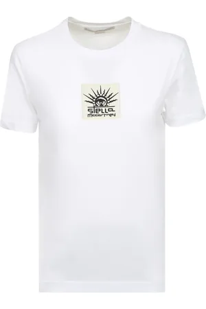 Stella McCartney Koszulki, Kobieta, Biały, M, Bawełna, T-shirt bawełniany z nadrukiem logo