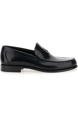 Salvatore Ferragamo Buty, Mężczyzna, Czarny, 43 EU, Skóra, Czarne mokasyny z detalem Gancini