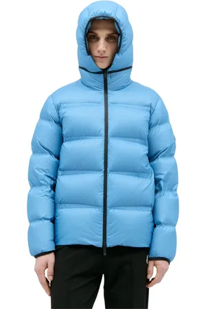 Moncler Kurtki, Mężczyzna, Niebieski, M, Kurtka puchowa Ripstop z odpinanym kapturem