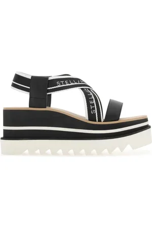 Stella McCartney Buty, Kobieta, Czarny, 39 EU, Poliester, Dwukolorowe sandały na platformie z tkaniny
