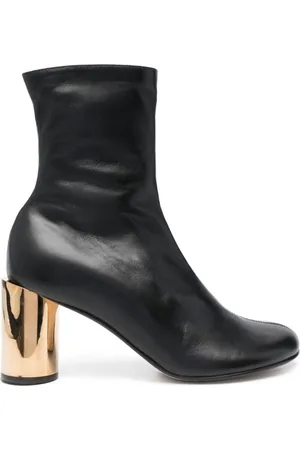 Lanvin Buty, Kobieta, Czarny, 38 EU, Skóra, Czarne skórzane botki z okrągłym noskiem