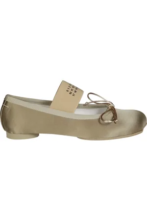 Maison Margiela Buty, Kobieta, Beżowy, 36 EU, Skóra, Baleriny z kwadratowym noskiem i ozdobną kokardką na pasku